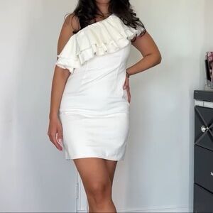 White Denim Wash Off Shoulder Dress. Size 4